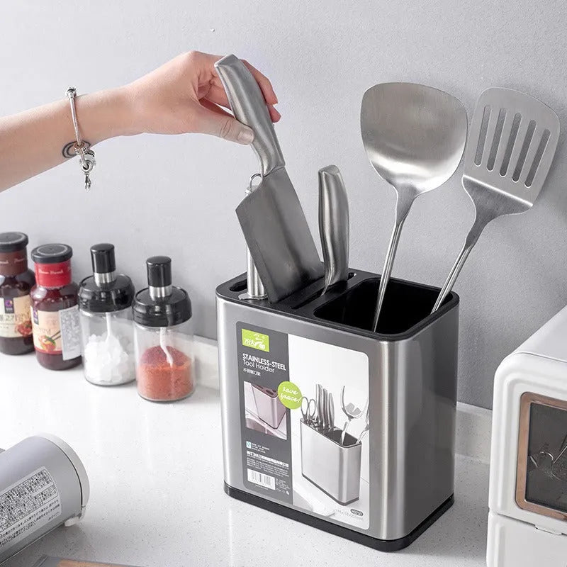 Porta Talher de Pia em Aço Inox - Organização com Elegância