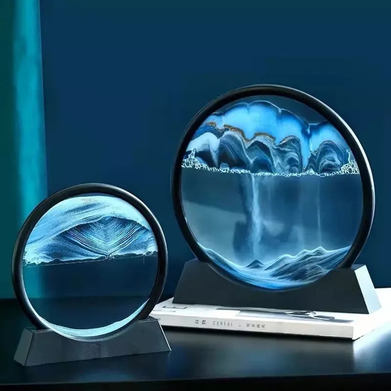 Quadro de Areia em Vidro Ampulheta 3D - Decoração e Relaxamento Visual