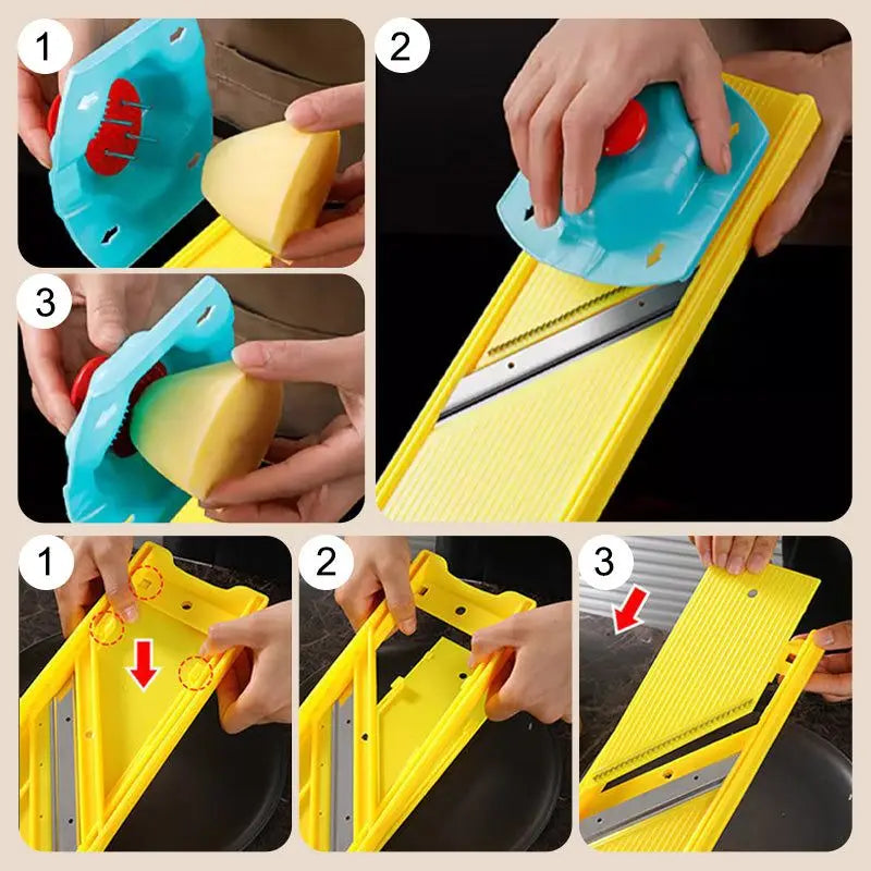 Cortador Multifuncional DecoByte - Ajuste de Espessura e Lâminas de Aço Inox para Preparos Perfeitos - Decora Byte