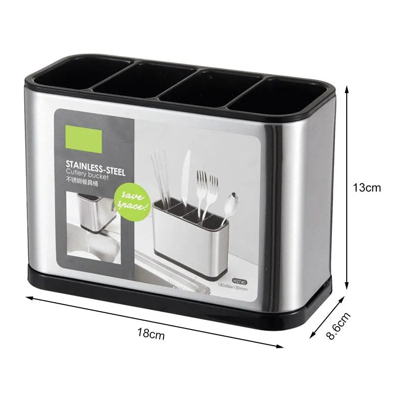 Porta Talher de Pia em Aço Inox - Organização com Elegância