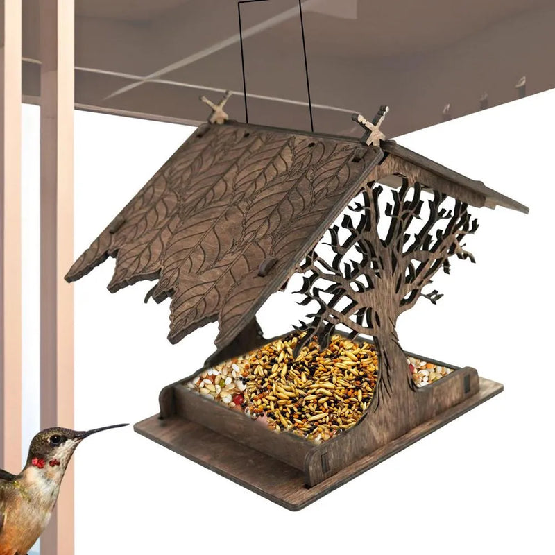 Alimentador de Pássaros de Madeira ao Ar Livre - Conecte-se com a Natureza - Decora Byte