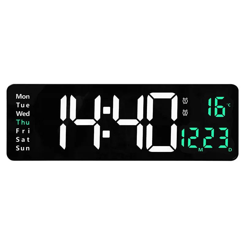 Relógio de Parede Digital LED com Alarme, Cronômetro e Display Moderno