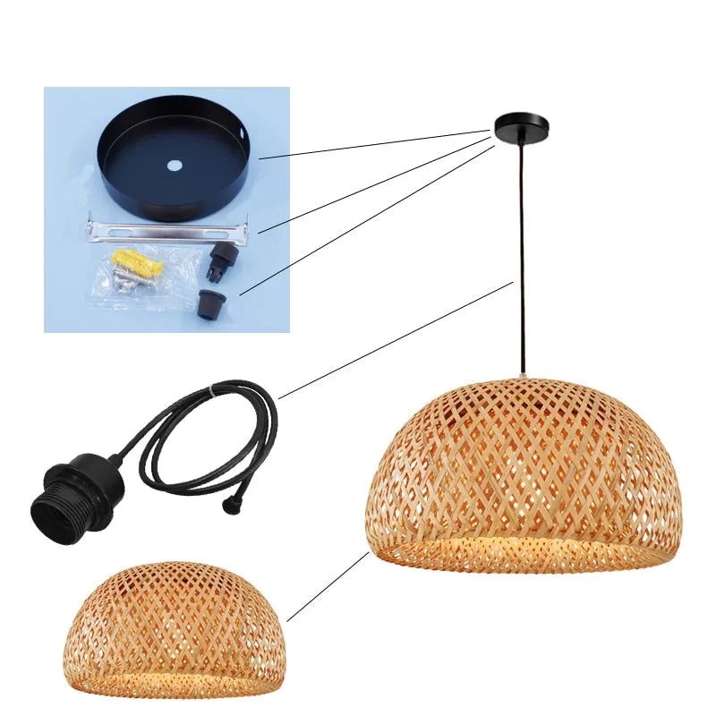 Luminária de Bambu Artesanal para Casa - Decoração Sofisticada e Sustentável com Design Feito à Mão - Decora Byte