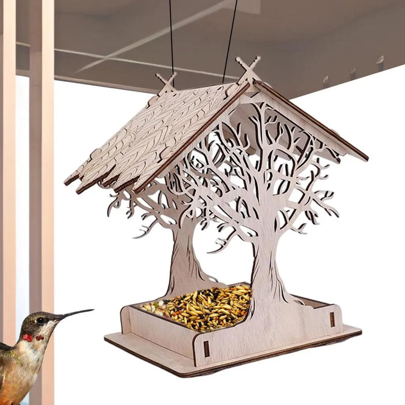 Alimentador de Pássaros de Madeira ao Ar Livre - Conecte-se com a Natureza - Decora Byte