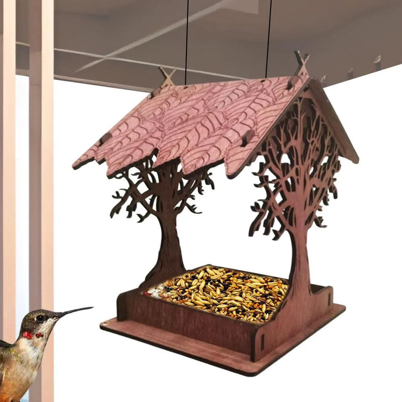 Alimentador de Pássaros de Madeira ao Ar Livre - Conecte-se com a Natureza - Decora Byte