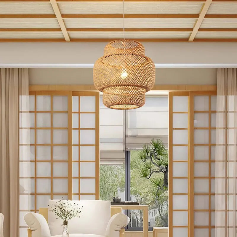 Luminária de Bambu Artesanal para Casa - Decoração Sofisticada e Sustentável com Design Feito à Mão - Decora Byte