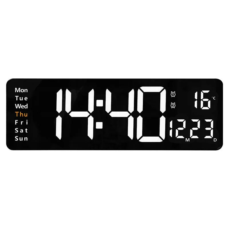 Relógio de Parede Digital LED com Alarme, Cronômetro e Display Moderno