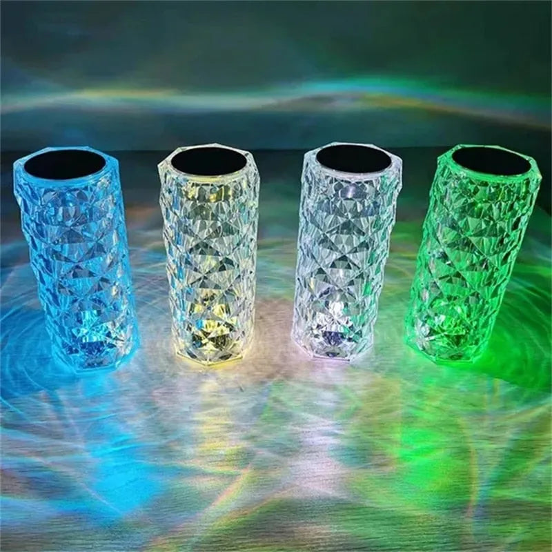 Luminária de Cristal LED com Projetor de 16 Cores - Decoração Elegante e Atmosfera Personalizada - Decora Byte