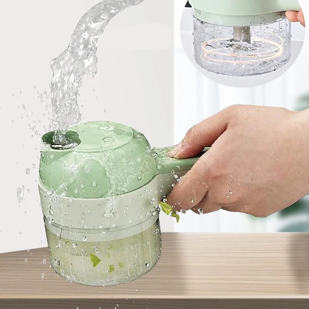 Triturador Multifuncional 4 em 1 - Cortador, Triturador, Descascador e Escova Elétrica - Lâminas de Aço Inox 304 e Motor Potente 40W - Decora Byte