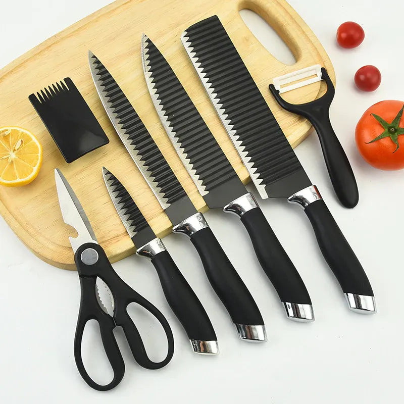 Kit de Facas DecoGrill Pro 6 em 1 - Lâminas de Aço Inox, Alças Ergonômicas e Design Moderno para Churrasco e Culinária - Decora Byte