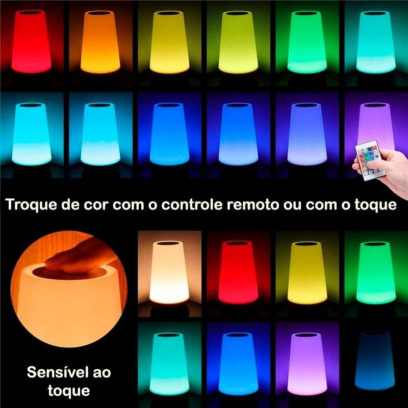 Luminária de Mesa LED RGB com Controle - Transforme Seu Ambiente com 13 Cores Ajustáveis e Iluminação Personalizada - Decora Byte