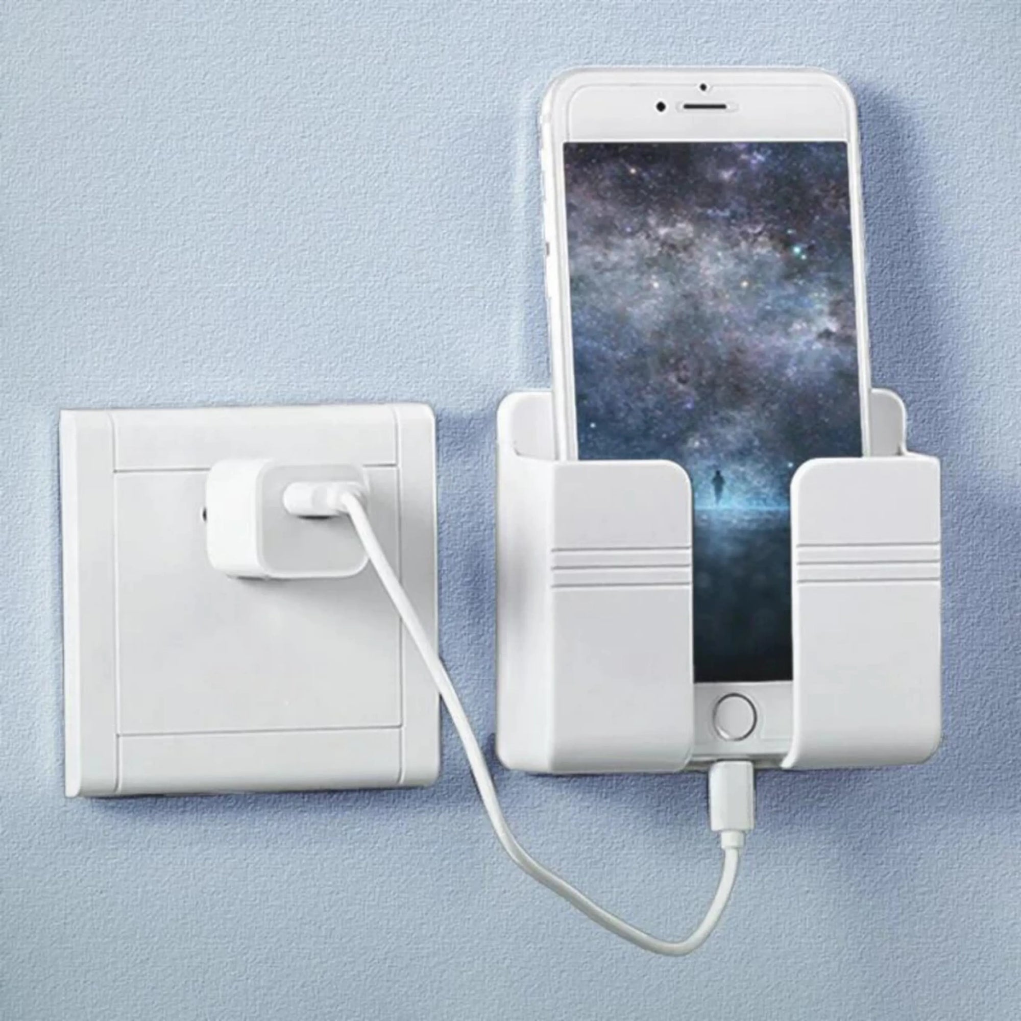 Suporte de parede para celular com adesivo de alta fixação — ideal para quarto, sala ou escritório