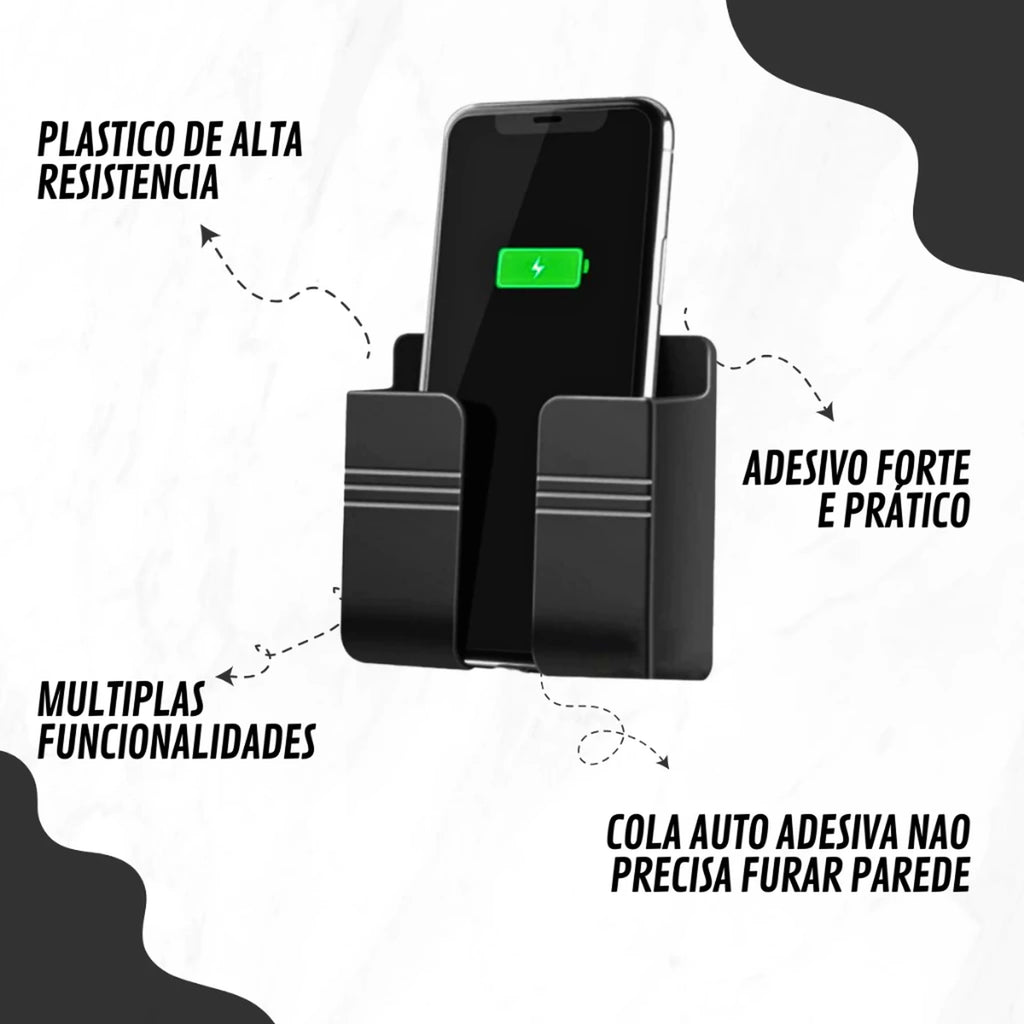 Suporte de Parede para Celular com Adesivo – Fixação Forte e Sem Furos