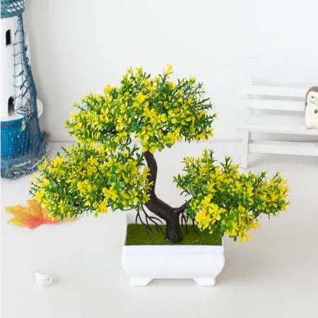 Bonsai Decorativo com Vaso Branco – 25cm | Toque de Paz para Seu Ambiente