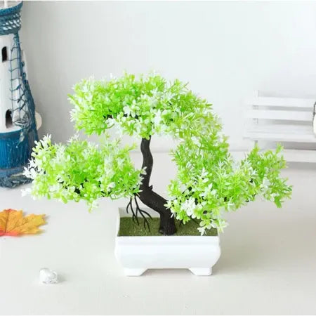 Bonsai Decorativo com Vaso Branco – 25cm | Toque de Paz para Seu Ambiente