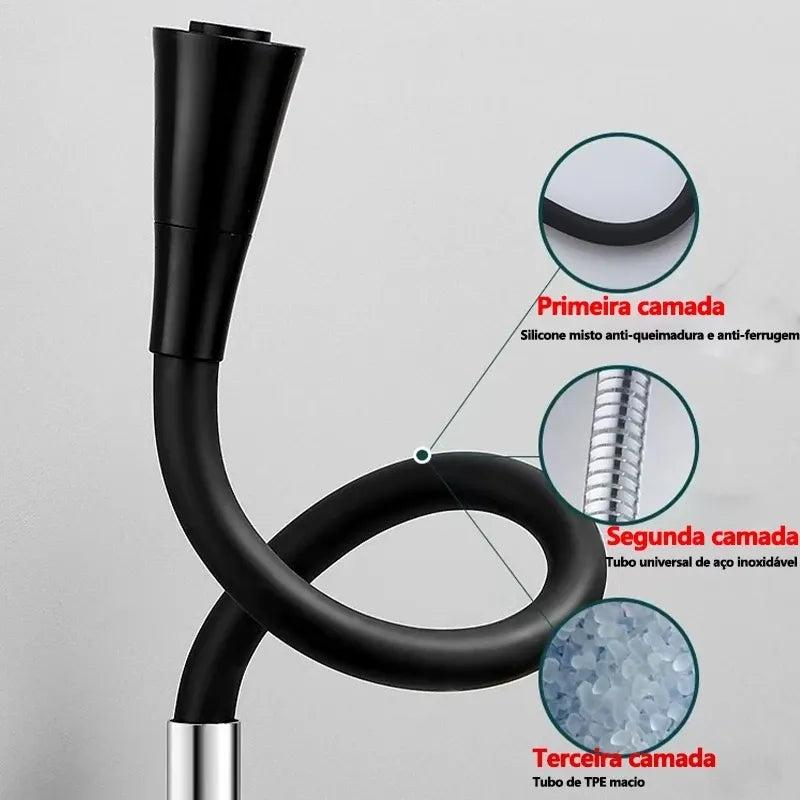 Torneira Flexível Gourmet Inox Cromada com Jato Duplo – FlexGourmet Pro