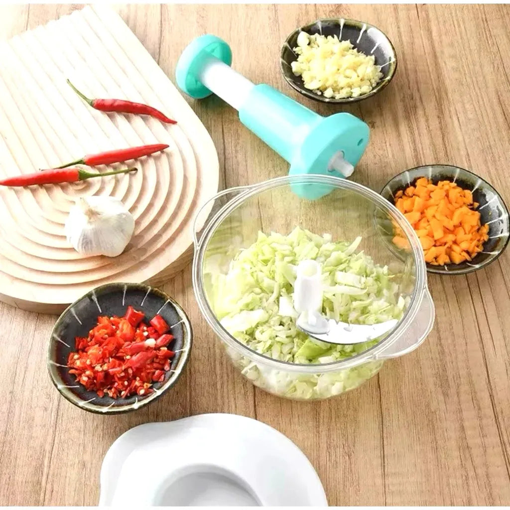 Triturador Manual 1.5L com Pressão – Processador de Alimentos Sem Corda