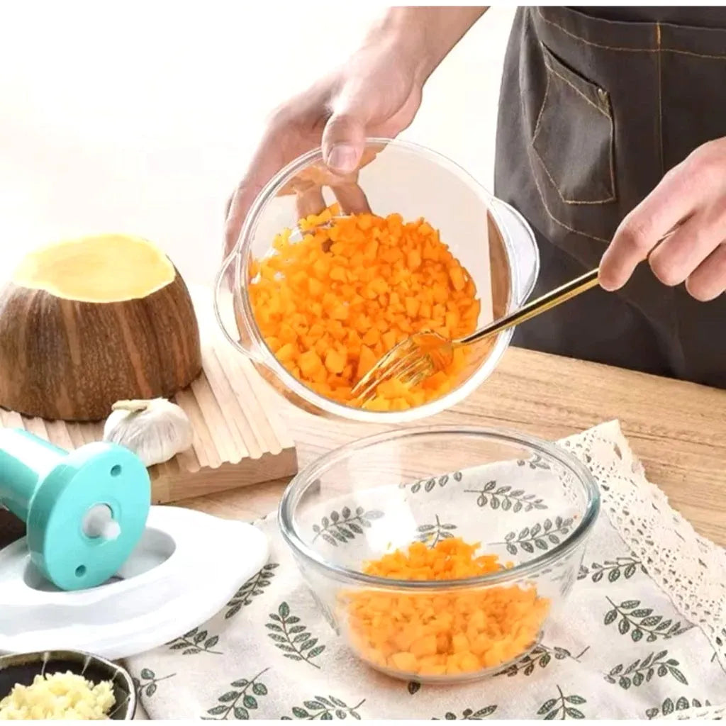 Triturador manual 1.5L com sistema de pressão e lâminas em inox para cozinha