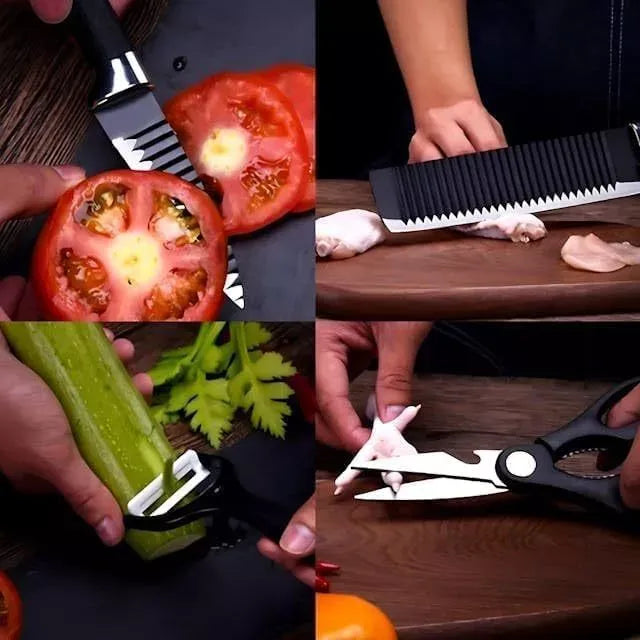 Conjunto de Facas ByteChef Churrasco 8 em 1 - Kit em Aço Inoxidável com Lâminas Afiadas e Design Ergonômico - Decora Byte