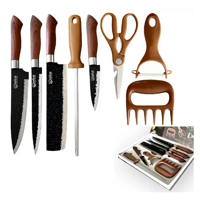 Conjunto de Facas ByteChef Churrasco 8 em 1 - Kit em Aço Inoxidável com Lâminas Afiadas e Design Ergonômico - Decora Byte