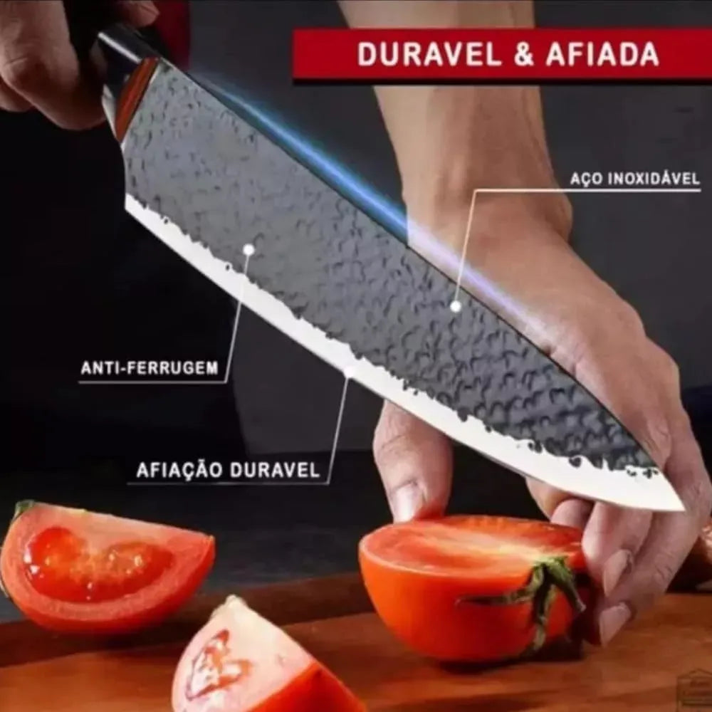 Conjunto de Facas ByteChef Churrasco 8 em 1 - Kit em Aço Inoxidável com Lâminas Afiadas e Design Ergonômico - Decora Byte