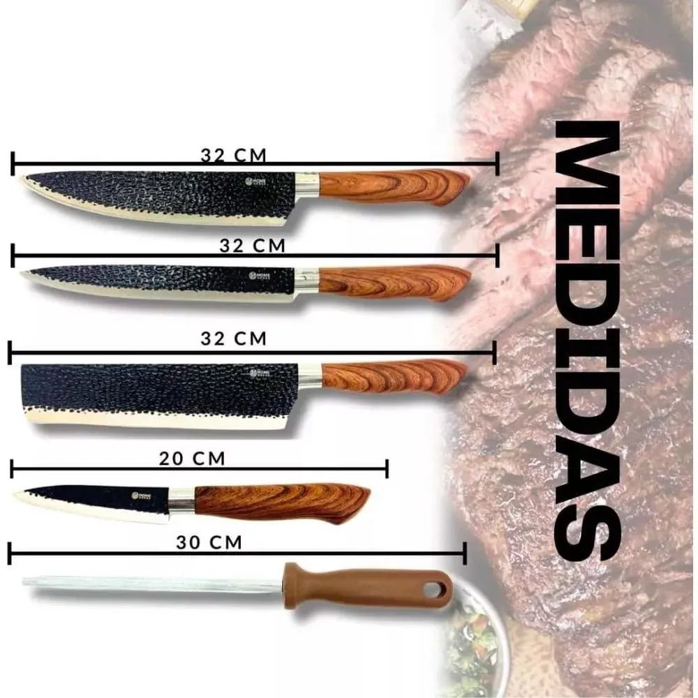Conjunto de Facas ByteChef Churrasco 8 em 1 - Kit em Aço Inoxidável com Lâminas Afiadas e Design Ergonômico - Decora Byte