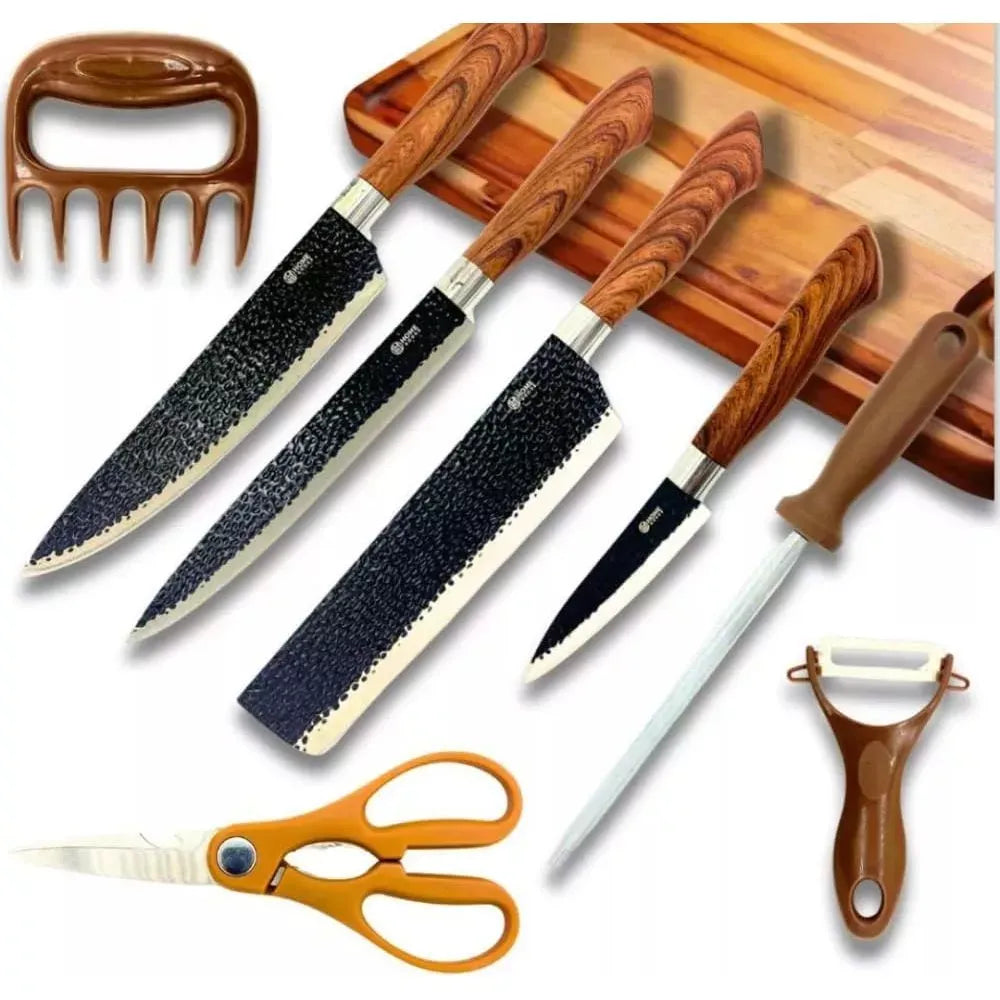 Conjunto de Facas ByteChef Churrasco 8 em 1 - Kit em Aço Inoxidável com Lâminas Afiadas e Design Ergonômico - Decora Byte