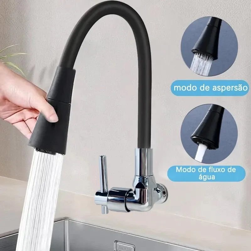 Torneira Flexível Gourmet Inox Cromada com Jato Duplo – FlexGourmet Pro