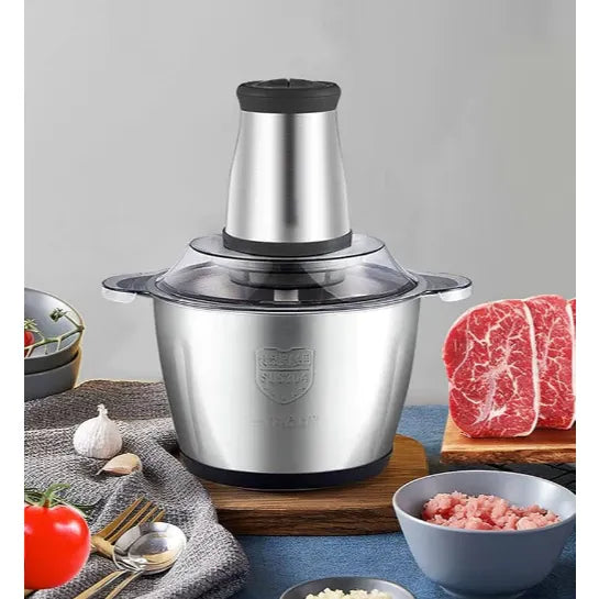 Triturador Elétrico de Alimentos 3L Inox – Processador Potente 850W com 4 Lâminas