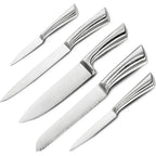 Kit 5 Facas Profissionais de Aço Inoxidável + 1 Descascador – Jogo 6 Peças