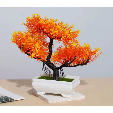 Bonsai Decorativo com Vaso Branco – 25cm | Toque de Paz para Seu Ambiente
