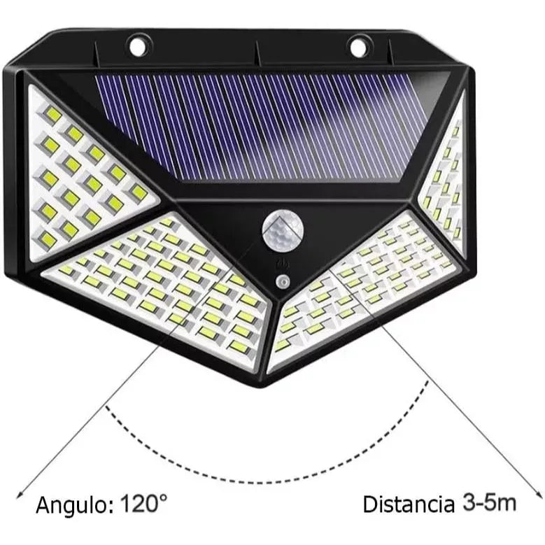 LUMINÁRIA SOLAR 100 LEDS COM SENSOR DE MOVIMENTO