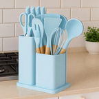 Kit Utensílios de Cozinha Silicone 19 Peças com Facas