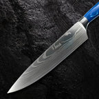 Faca Profissional Damasco Azul™ – Corte Preciso com Estilo