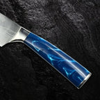 Faca Profissional Damasco Azul™ – Corte Preciso com Estilo