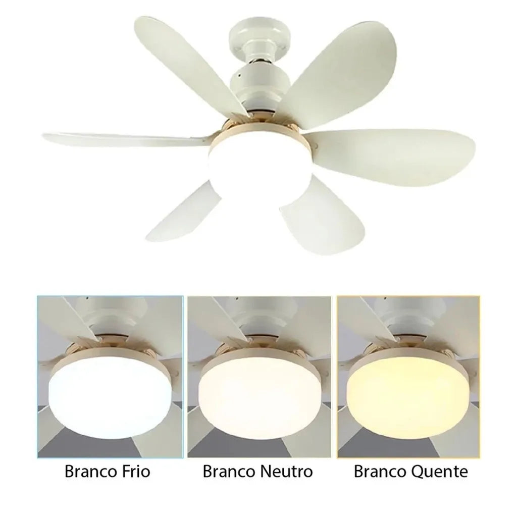 Ventilador de Teto 2 em 1 com Luminária LED e Controle Remoto