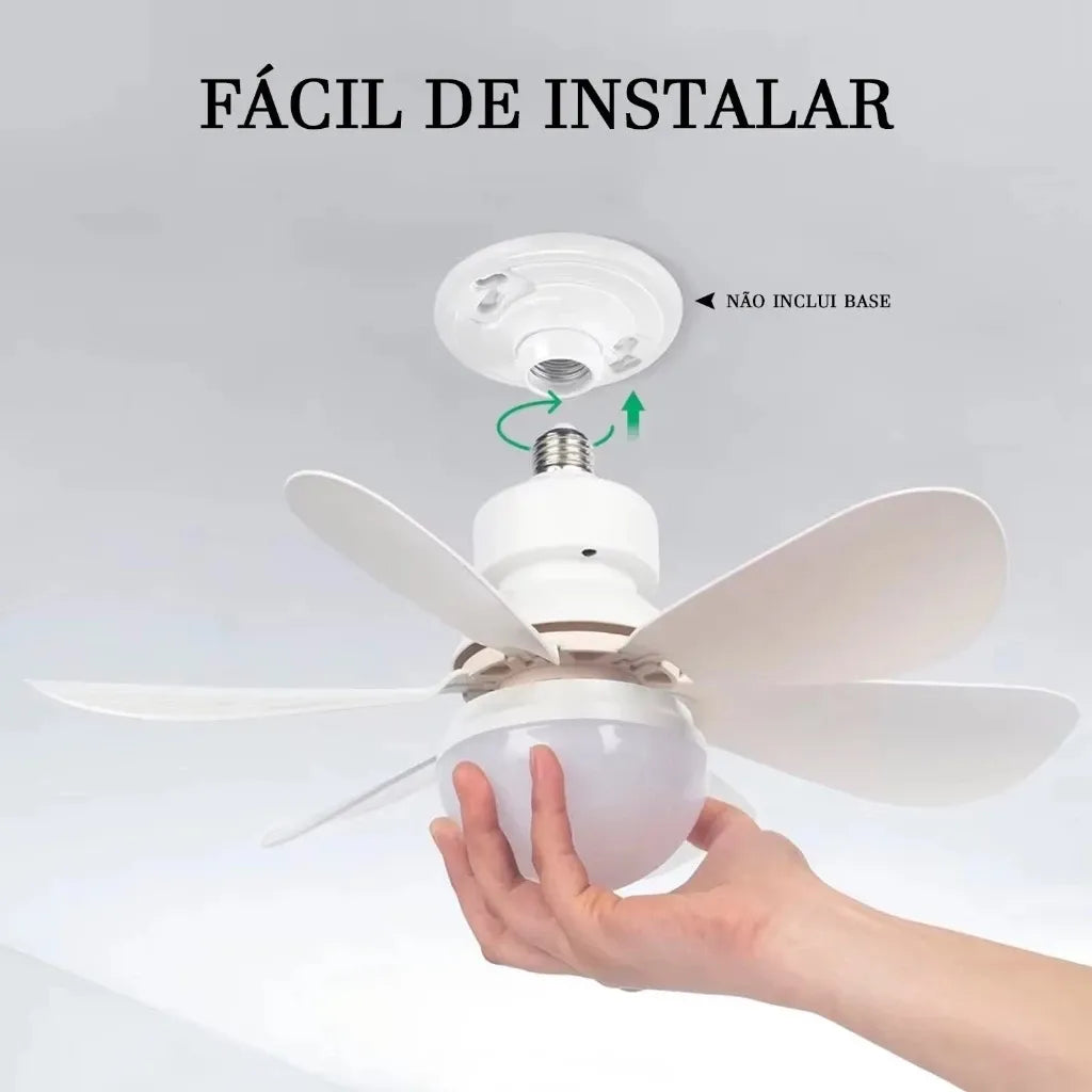 Ventilador de Teto 2 em 1 com Luminária LED e Controle Remoto