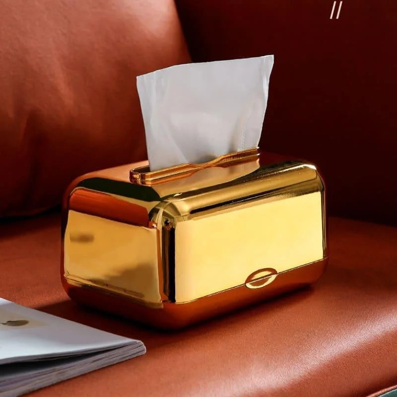 Caixa Porta-Lenço Cromada para Decoração e Organização