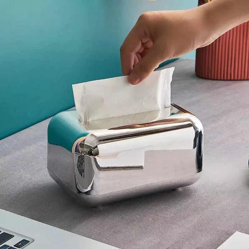 Caixa Porta-Lenço Cromada para Decoração e Organização