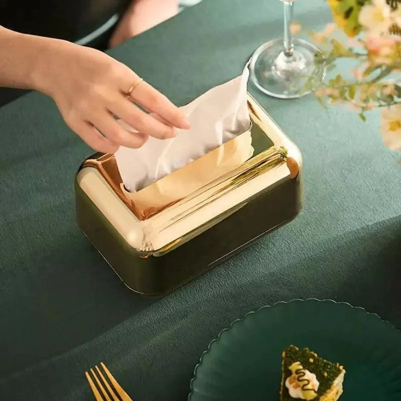 Caixa Porta-Lenço Cromada para Decoração e Organização