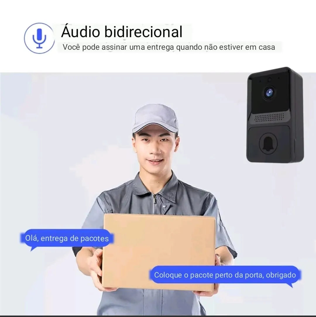 Campainha WiFi com Vídeo e Áudio Bidirecional - Visão Noturna, Full HD e Fácil Instalação - Decora Byte