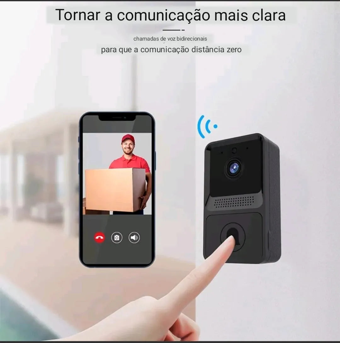 Campainha WiFi com Vídeo e Áudio Bidirecional - Visão Noturna, Full HD e Fácil Instalação - Decora Byte