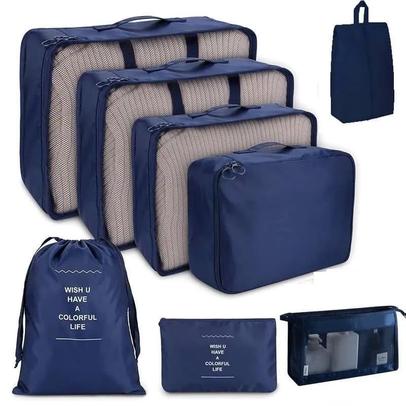 Kit 8 Bolsas Organizadoras à Prova D'Água para Viagem - Otimize o Espaço da Sua Mala com Praticidade - Decora Byte