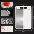 Tábua Antibacteriana Inox com Afiador Dupla Face