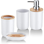 Kit 6 Acessórios para Banheiro com Detalhes em Bambu Natural