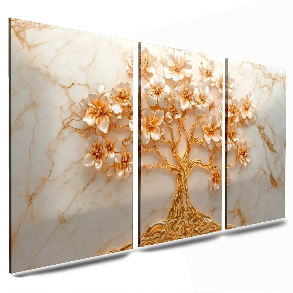 Kit com 3 quadros decorativos Árvore da Vida em MDF para sala ou quarto