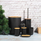 Kit 6 Acessórios para Banheiro com Detalhes em Bambu Natural