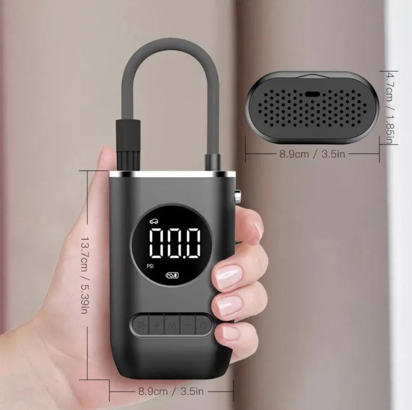 Mini Bomba de Ar Portátil para Carros - Compacta, Recarregável e com Display Digital para Pressão Precisa - Decora Byte