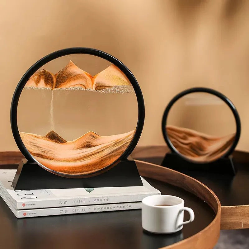 Quadro de Areia em Vidro Ampulheta 3D - Decoração e Relaxamento Visual