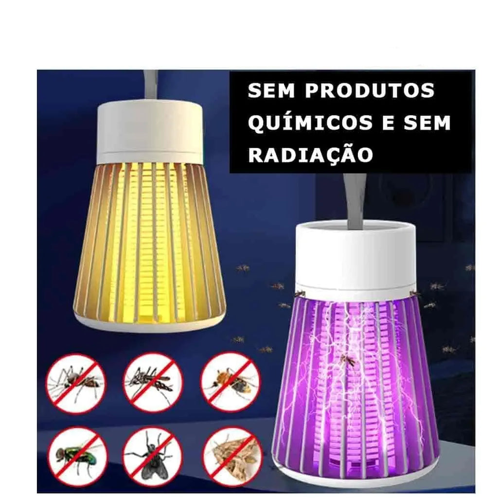 Lâmpada Mata Mosquitos Ultravioleta - Elimina Pernilongos e Mosquitos com Luz UV, Silenciosa e Atóxica - Decora Byte
